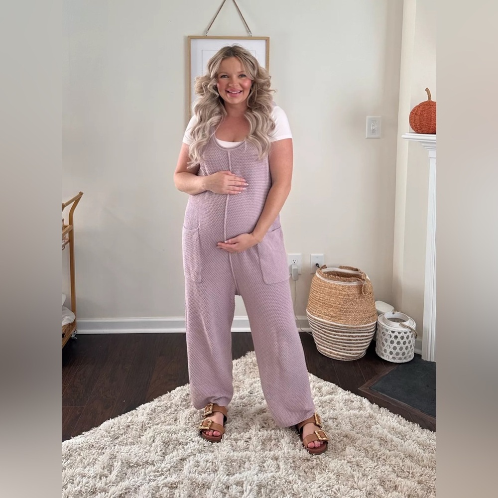 FP Beach Free People Hailee Sleeveless Cotton Wisteria Jumpsuit w/ Pockets XL - Picture 2 of 5